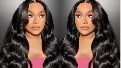 Ready To Go   HD Lace Front Wigs Glueless Put-on Go Body Wave Wig Pre-Plucked Blend Human Hair Transparent Lace Color